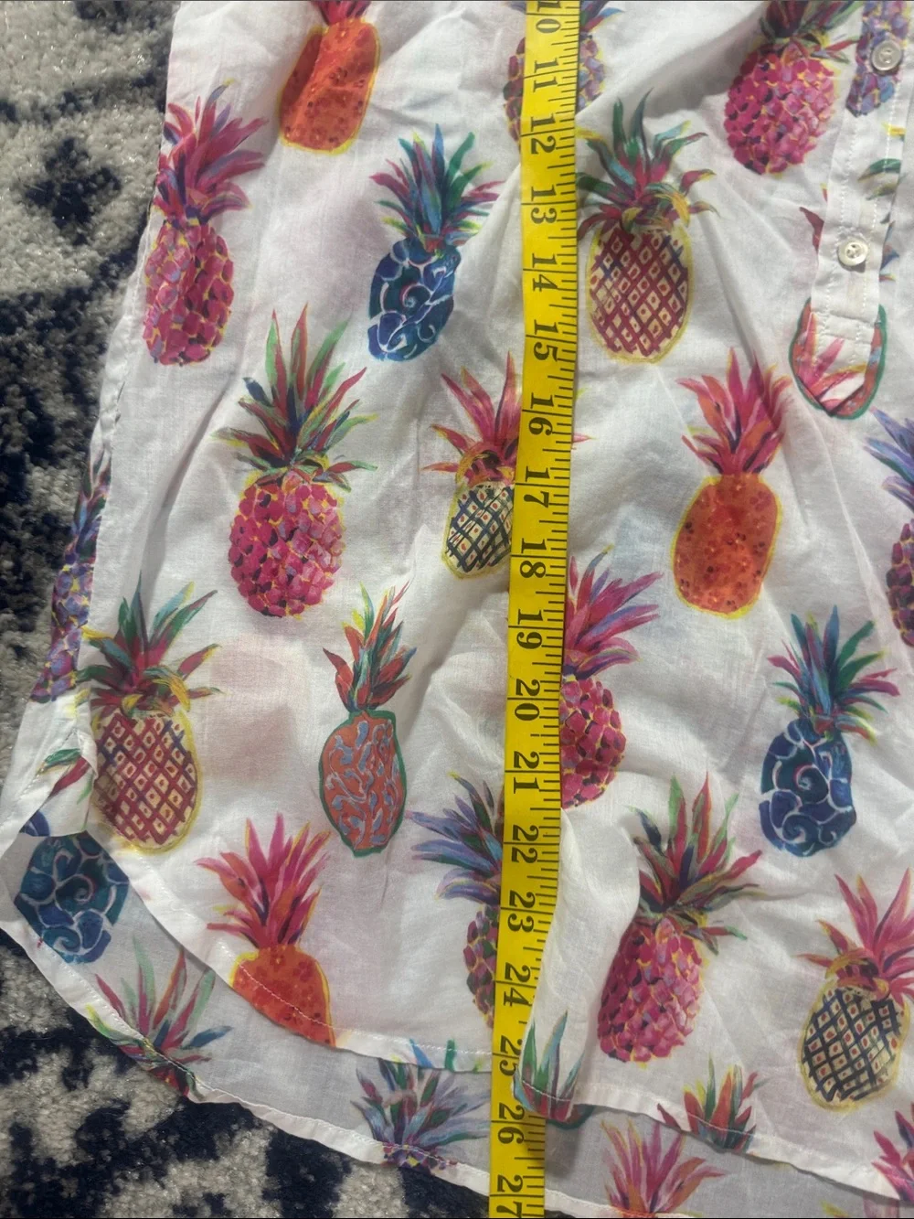 J. Crew White Button-Front Shirt with Multicolor Pineapple Print 14
